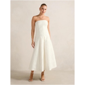 Forever New Women's Lottie Strapless Jacquard Midi Dress in Porcelain