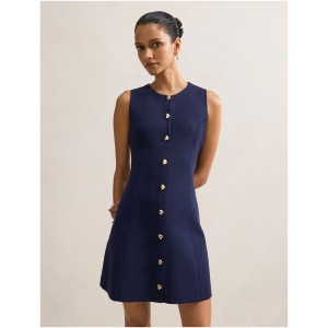 Forever New Women's Lucienne Petite Fit and Flare Knit Mini Dress in Navy