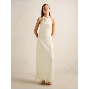 Forever New Women's Miranda Sequin Halter Maxi Dress in Champagne