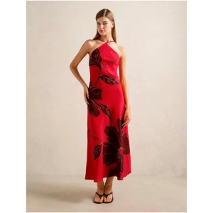 Forever New Women's Nova Arrow Neck Maxi Dress in Red Dryden