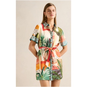 Forever New Women's Sabine Printed Shirt Mini Dress in Casablanca Holiday