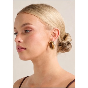 Forever New Women's Signature Lalita Large Oval Stone Earrings in Bronze Gold