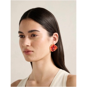 Forever New Women's Signature Orchid Enamel Earrings in Orange