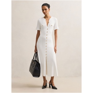 Forever New Women's Violetta Petite Stitch Interest Midi Dress in Cream