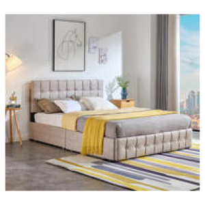 Frida Double Bed Frame Neutral
