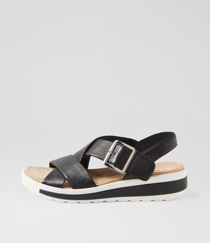 Ghola W Black Leather Sandals