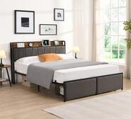 Glassop Double Bed Frame With Usb Ports Grey