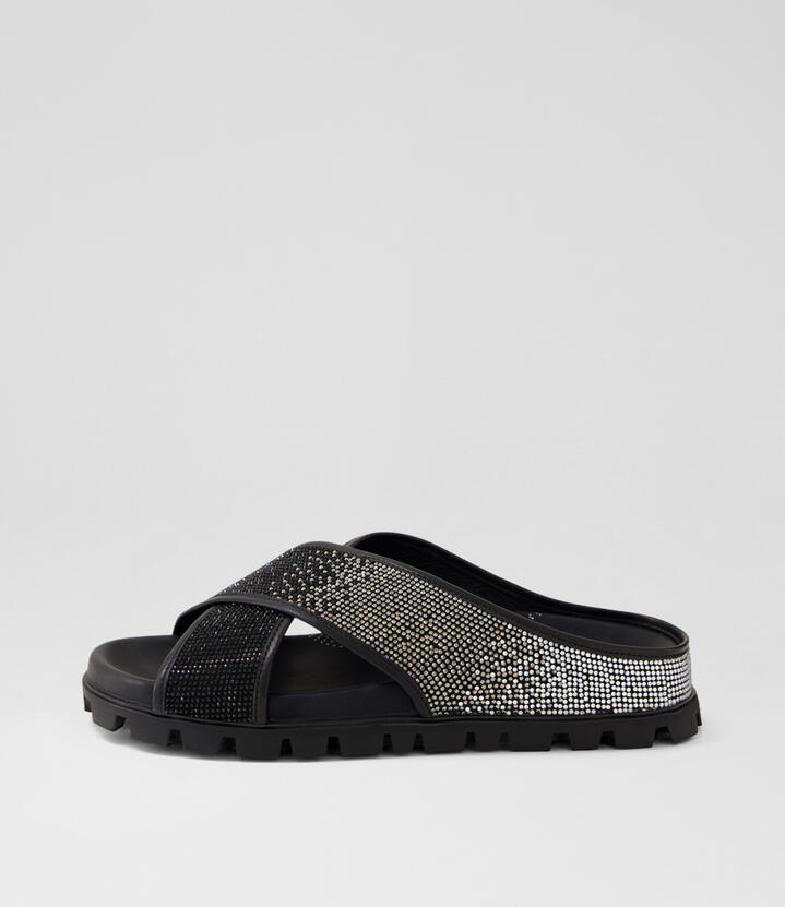 Hanneh Black Multi Leather Sandals