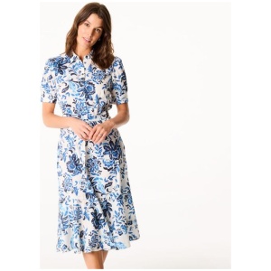 Jane Lamerton Women's Floral Puff Sleeve Shirt Dress