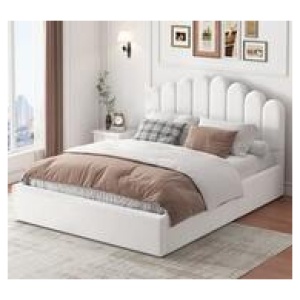 Jenelyn Double Boucle Gas Lift Bed Frame White