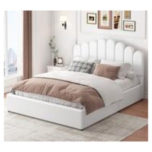 Jenelyn Double Pu Gas Lift Bed Frame White
