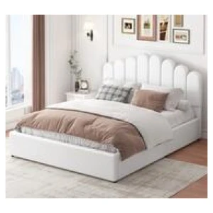 Jenelyn Double Pu Gas Lift Bed Frame White