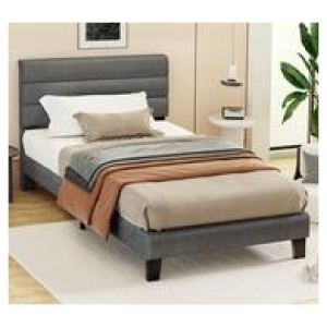 Kanna Single Fabric Wingback Bed Frame Grey