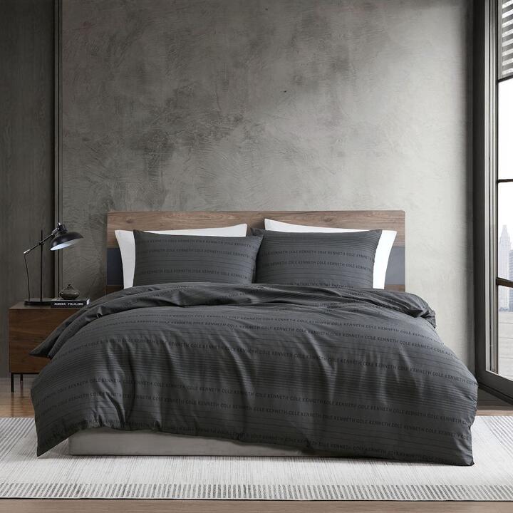 Kenneth Cole Soho Logo Stripe Cotton Quilt Cover Set