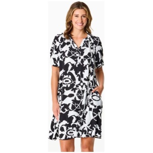 Khoko Collection Women's Abstract Puff Sleeve Viscose Dress