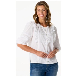 Khoko Collection Women's Cotton Ruffle Shirt