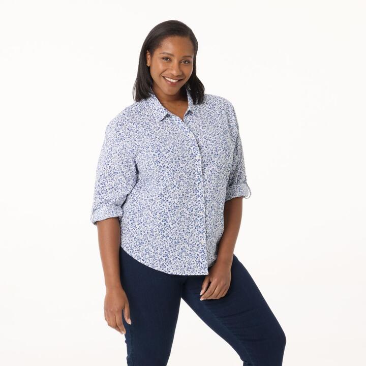 Khoko Collection Women's Ditsy Floral Print Voile Shirt