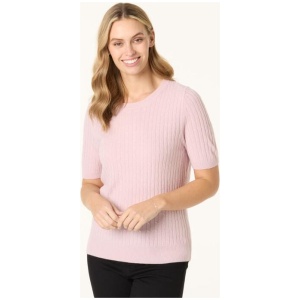 Khoko Collection Women's Soft Touch Short Sleeve Cable Jumper
