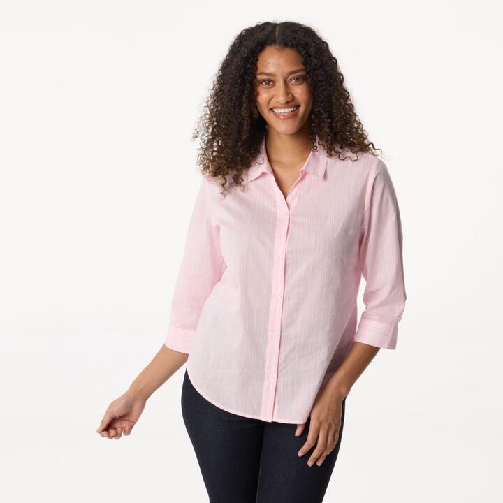 Khoko Collection Women's Stripe Print Voile Shirt