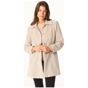 Khoko Smart Women's Button Flare Tweed Chevron Coat