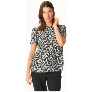 Khoko Smart Women's Frill Neck Pansy Print Blouse