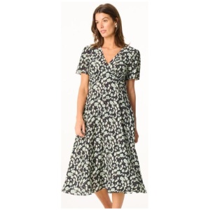 Khoko Smart Women's Pansy Print Short Sleeve Dress