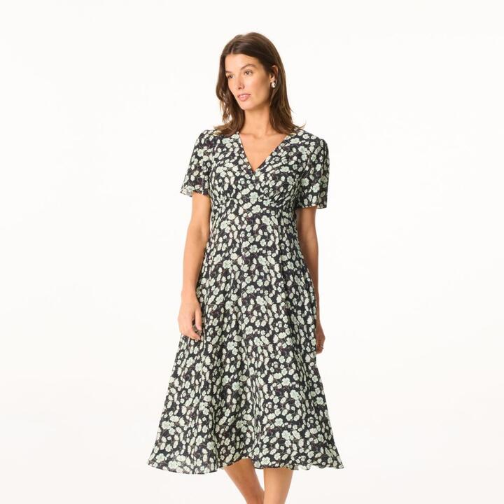 Khoko Smart Women's Pansy Print Short Sleeve Dress