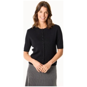 Khoko Smart Women's Pearl Button Short Sleeve Cardigan