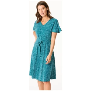 Khoko Smart Women's V Neck Flutter Sleeve Jersey Dress