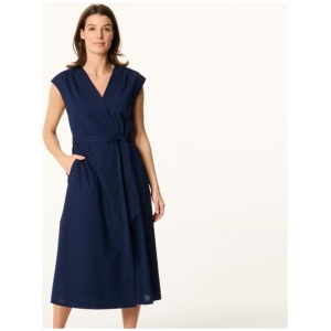 Khoko Smart Women's Wrap Midi Cotton Slub Dress