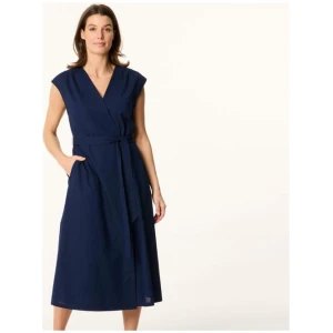 Khoko Smart Women's Wrap Midi Cotton Slub Dress