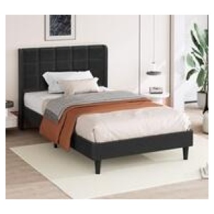 Kids Carlita Single Fabric Wingback Bed Frame Grey