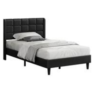 Kids Carlita Single Pu Wingback Bed Frame Black