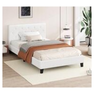 Kids Yetti Single Boucle Bed Frame White