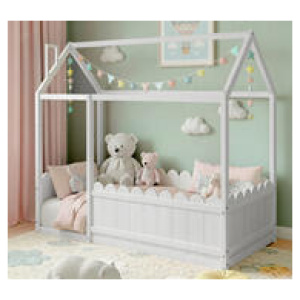 Konny Single Wooden Kids Bed Frame White