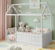 Konny Single Wooden Kids Bed Frame White