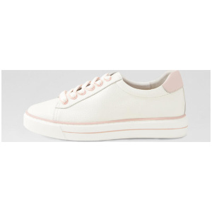Koria White Pink Tumble Leather Sneakers