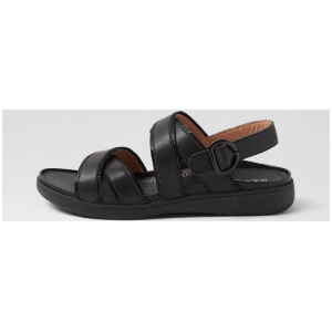 Kristiie Black Dot Black Leather Suede Sandals