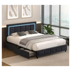 Laos Double Led Storage Bed Frame Black