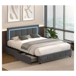 Laos Double Led Storage Bed Frame Grey