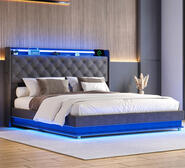 Laredo Double Bed Frame With Usb Ports Grey