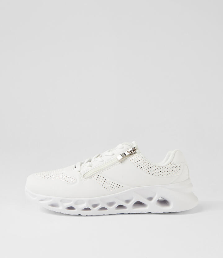 Loveli White Fabric Sneakers