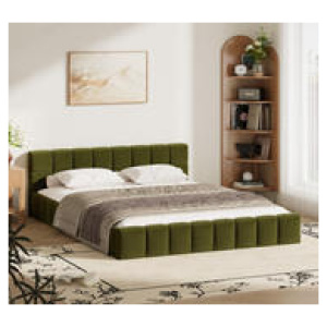 Matira Queen Boucle Bed Frame Green