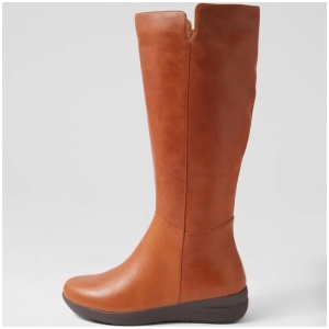 Nookesy W Cognac Leather Knee High Boots