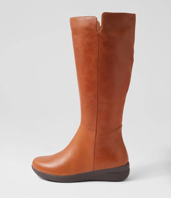 Nookesy W Cognac Leather Knee High Boots