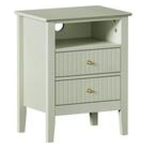 Pine 2 Drawer Bedside Table Green
