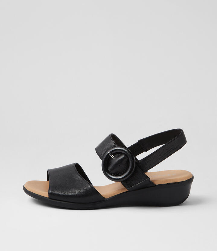 Princie Black Leather Sandals