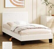 Quiton Single Boucle Bed Frame White