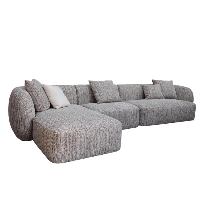 Ravello 4 Seater Left Chaise Sofa - Plush Spec Brown by Interior Secrets - AfterPay Available