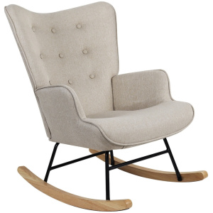 Rocking Chair Nursing Armchair Velvet Accent Chairs Upholstered Beige